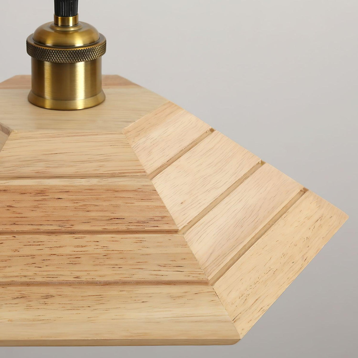 Umbrella Wooden Pendant Light – Modern Natural Wood & Gold Ceiling Lamp