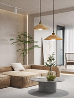 Umbrella Wooden Pendant Light – Modern Natural Wood & Gold Ceiling Lamp