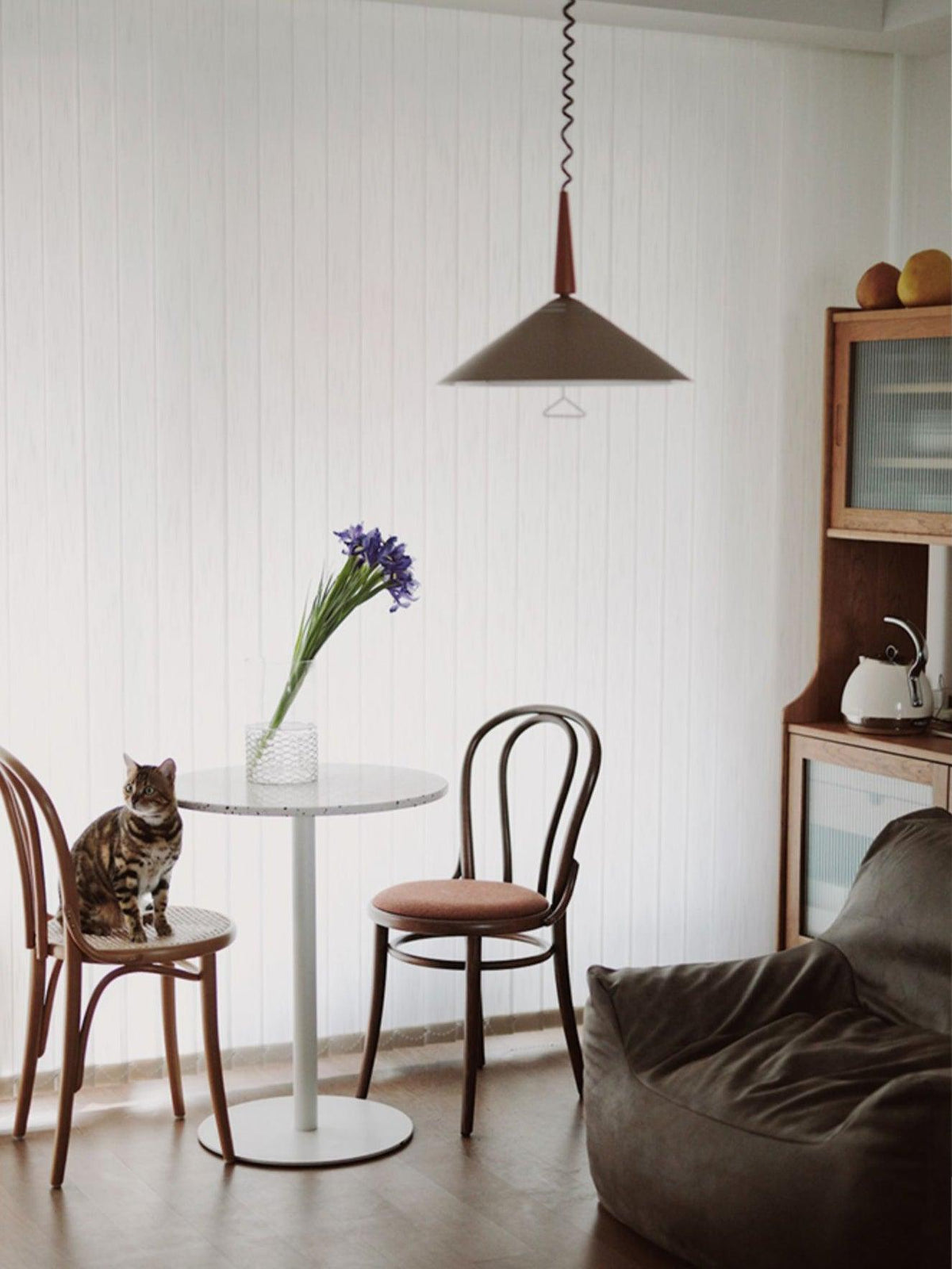 Agnes Retro Pendant Light with Retractable Cable, Mid-Century Modern Kitchen Island Lamp