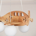 Aviator Pendant Light in Natural Wood and Opal Glass