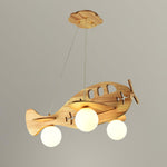 Aviator Pendant Light in Natural Wood and Opal Glass