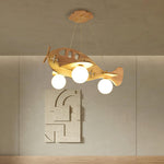 Aviator Pendant Light in Natural Wood and Opal Glass