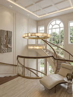 Avalon Halo Alabaster Chandelier – Modern Brass LED Pendant Light
