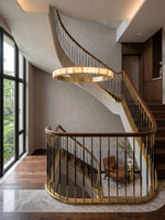 Avalon Halo Alabaster Chandelier – Modern Brass LED Pendant Light