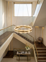Avalon Halo Alabaster Chandelier – Modern Brass LED Pendant Light