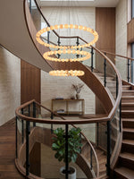 Alabaster Orb Ring Chandelier – Modern LED Halo Light for Dining Room