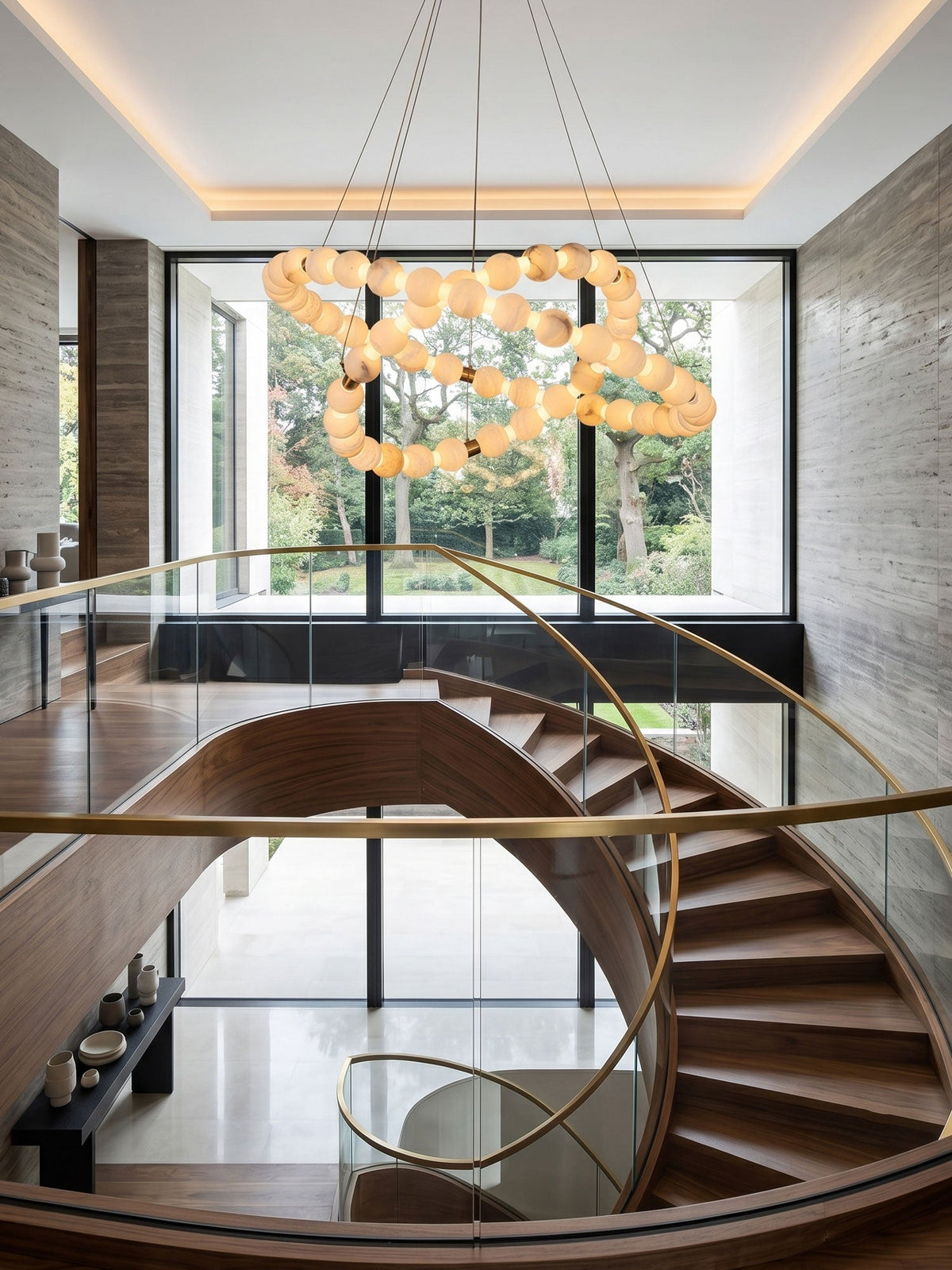 Alabaster Orb Ring Chandelier – Modern LED Halo Light for Dining Room