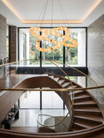 Alabaster Orb Ring Chandelier – Modern LED Halo Light for Dining Room