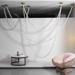 Alabaster Pearl Necklace Chandelier — Cascading Beaded LED Pendant Light