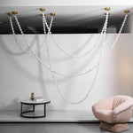 Alabaster Pearl Necklace Chandelier — Cascading Beaded LED Pendant Light