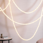 Alabaster Pearl Necklace Chandelier — Cascading Beaded LED Pendant Light