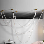 Alabaster Pearl Necklace Chandelier — Cascading Beaded LED Pendant Light