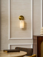 Pillar Alabaster Wall Sconce – Natural Stone, Brushed Gold Accent