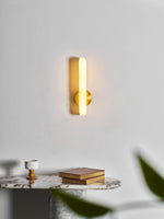 Alabaster Rod Wall Sconce in Brass – Modern Minimalist Lighting