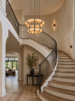 Alabaster Torus Double Ring Chandelier – Spanish Stone Halo Pendant Light