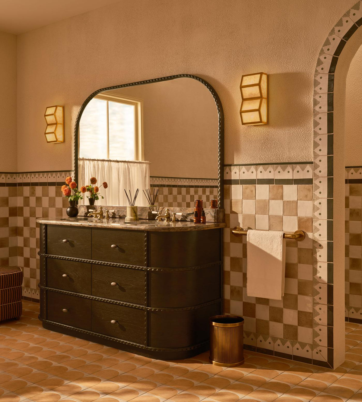 Alabaster Cascade Wall Sconce in Bronze with LED Lighting