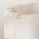Sculpted Alabaster Cube Candle Holder – Ambient Glow for Modern Interiors