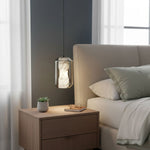 Hand-Carved Alabaster Cylinder Pendant Light in Glass Shell