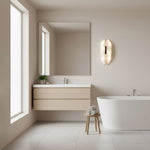 Alabaster Veil Wall Sconce – Modern LED Wall Light in Metal and Leather