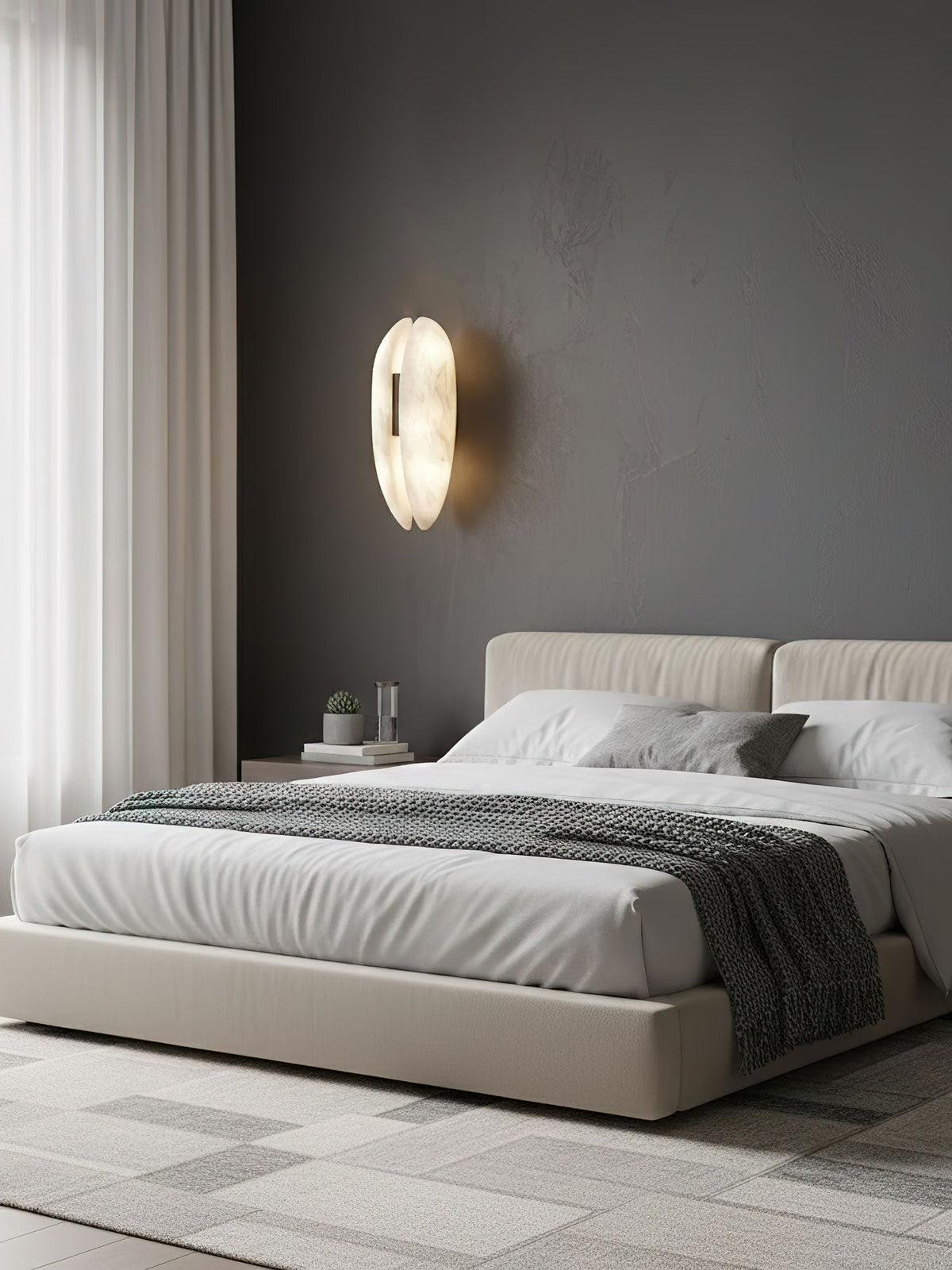 Alabaster Veil Wall Sconce – Modern LED Wall Light in Metal and Leather