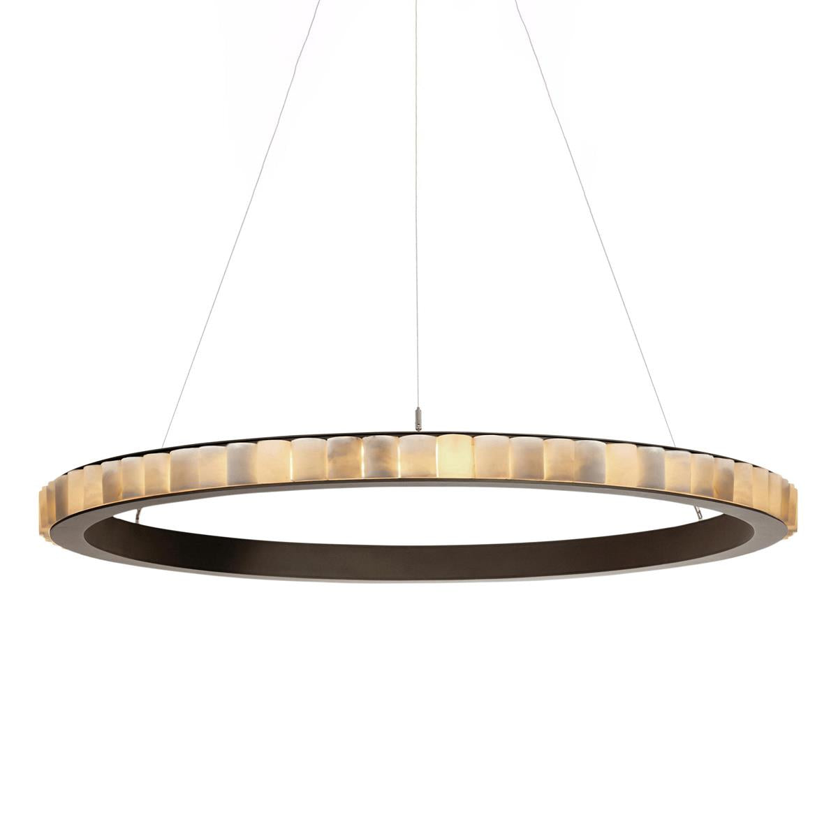 Avalon Halo Alabaster Chandelier – Modern Brass LED Pendant Light