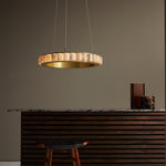 Avalon Halo Alabaster Chandelier – Modern Brass LED Pendant Light