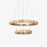 Avalon Halo Alabaster Chandelier – Modern Brass LED Pendant Light