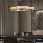 Avalon Halo Alabaster Chandelier – Modern Brass LED Pendant Light