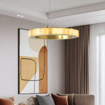 Avalon Halo Alabaster Chandelier – Modern Brass LED Pendant Light