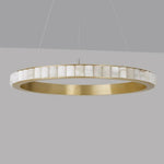 Avalon Halo Alabaster Chandelier – Modern Brass LED Pendant Light
