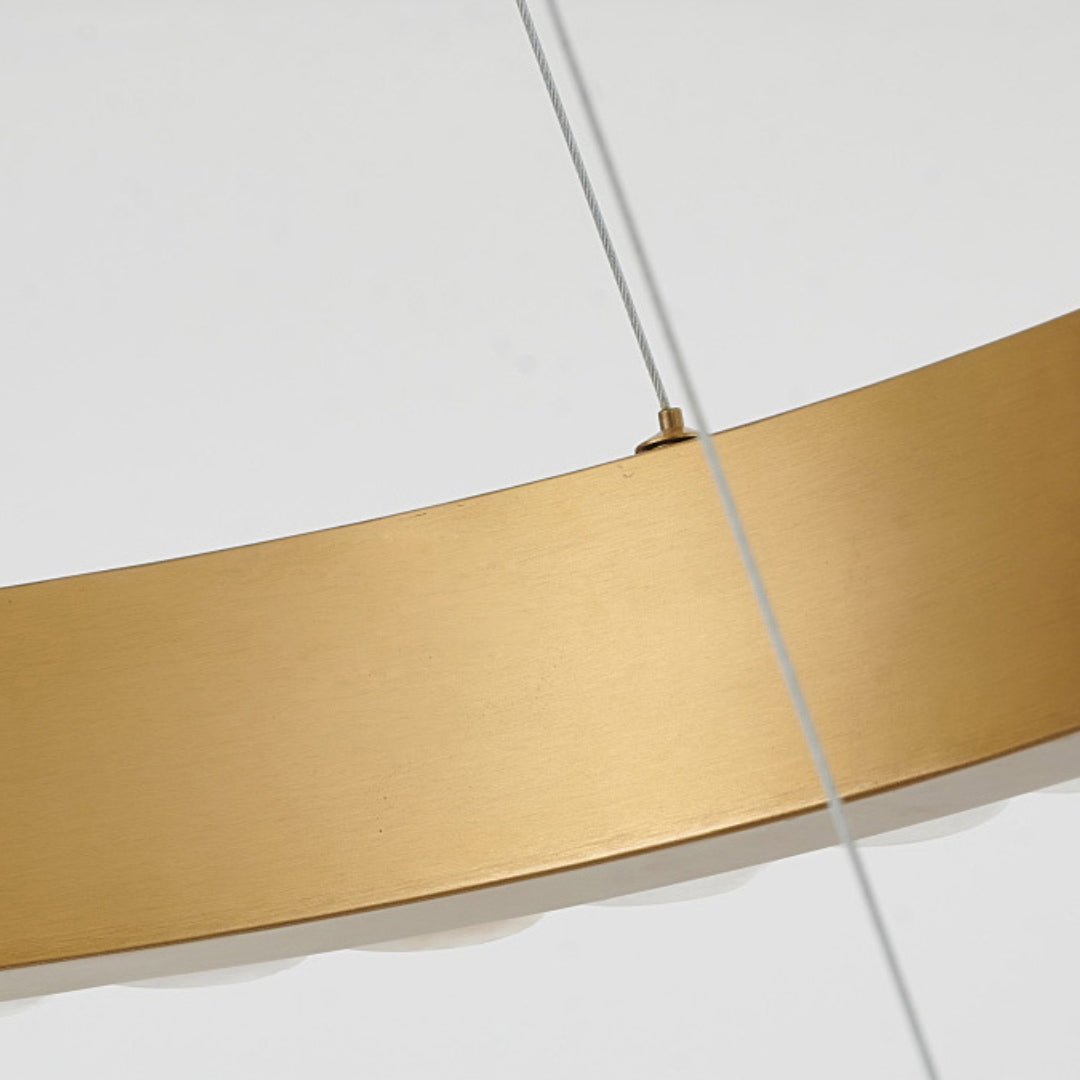 Avalon Halo Alabaster Chandelier – Modern Brass LED Pendant Light