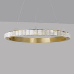 Avalon Halo Alabaster Chandelier – Modern Brass LED Pendant Light