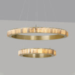 Avalon Halo Alabaster Chandelier – Modern Brass LED Pendant Light
