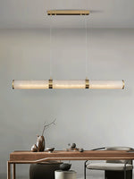 Alabaster Beam Linear Pendant Light in Brass for Modern Interiors
