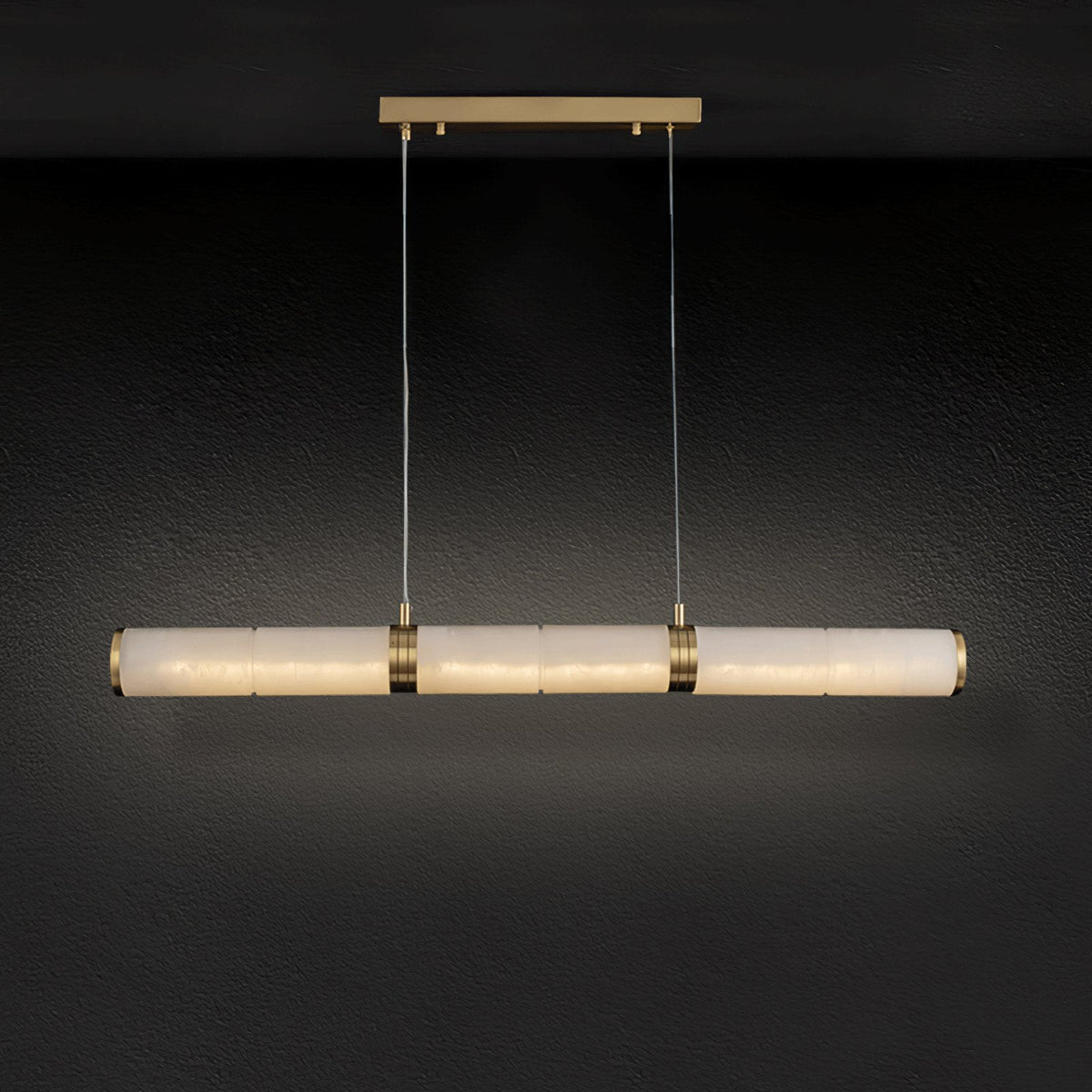 Alabaster Beam Linear Pendant Light in Brass for Modern Interiors