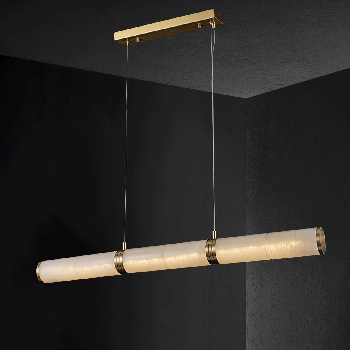 Alabaster Beam Linear Pendant Light in Brass for Modern Interiors