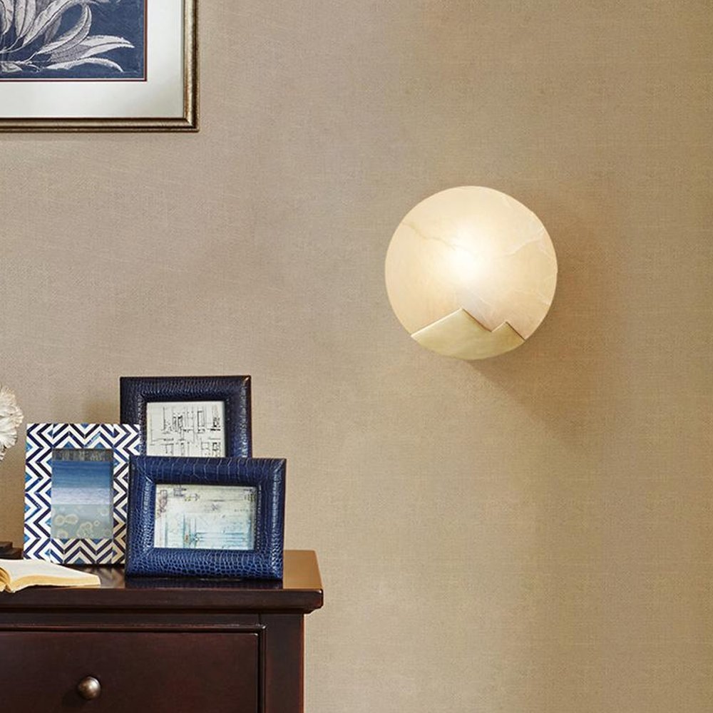 Alabaster Brass Wall Light