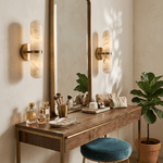 Alabaster Capsule Wall Sconce in Brass | Modern Bedroom & Hallway Lighting