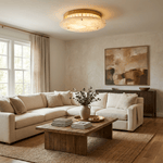Alabaster Disc Ceiling Light in Brass | Flush Mount LED Lamp