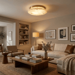 Alabaster Disc Ceiling Light in Brass | Flush Mount LED Lamp