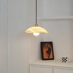 Alabaster Dome Swag Pendant Light in Brass Finish