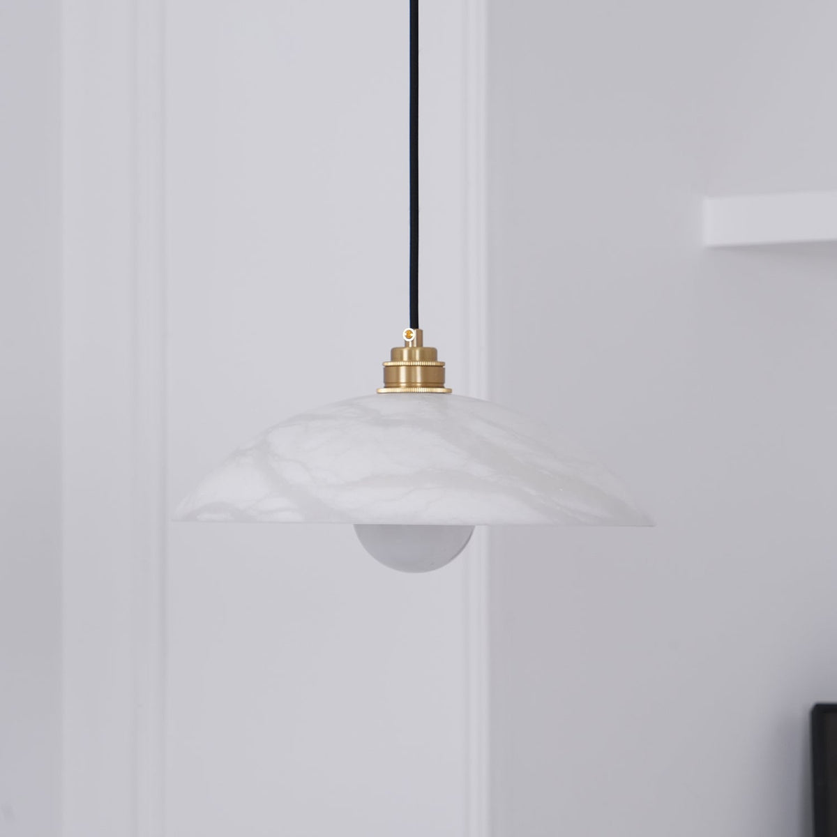 Alabaster Dome Swag Pendant Light in Brass Finish