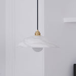 Alabaster Dome Swag Pendant Light in Brass Finish