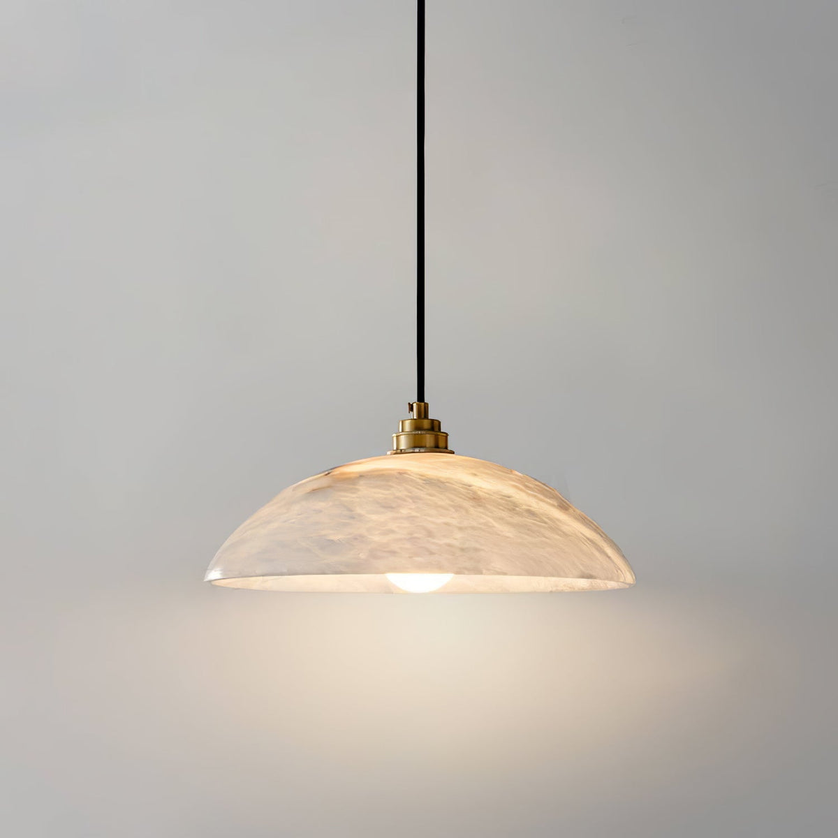 Alabaster Dome Swag Pendant Light in Brass Finish