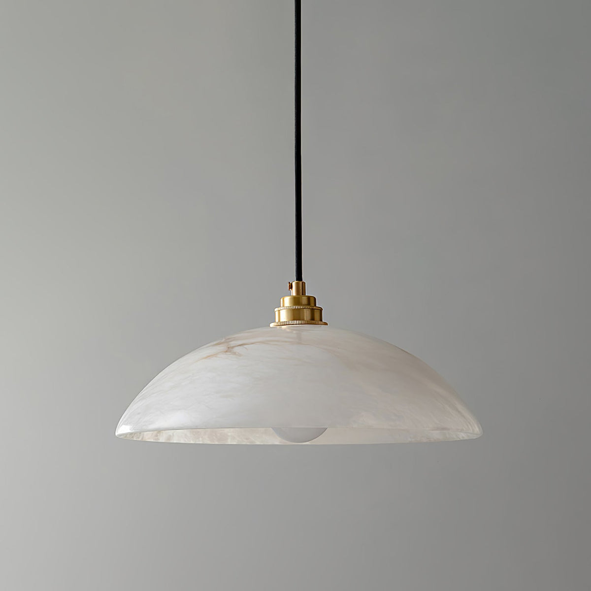 Alabaster Dome Swag Pendant Light in Brass Finish