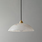 Alabaster Dome Swag Pendant Light in Brass Finish