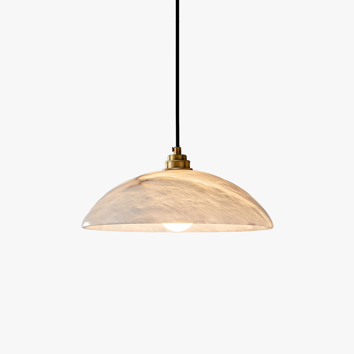 Alabaster Dome Swag Pendant Light in Brass Finish