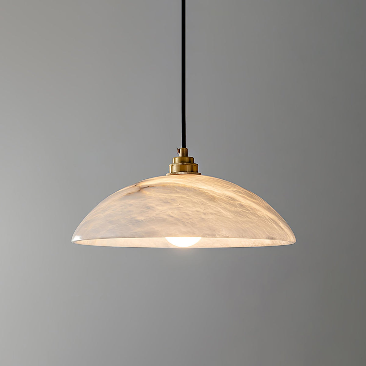 Alabaster Dome Swag Pendant Light in Brass Finish