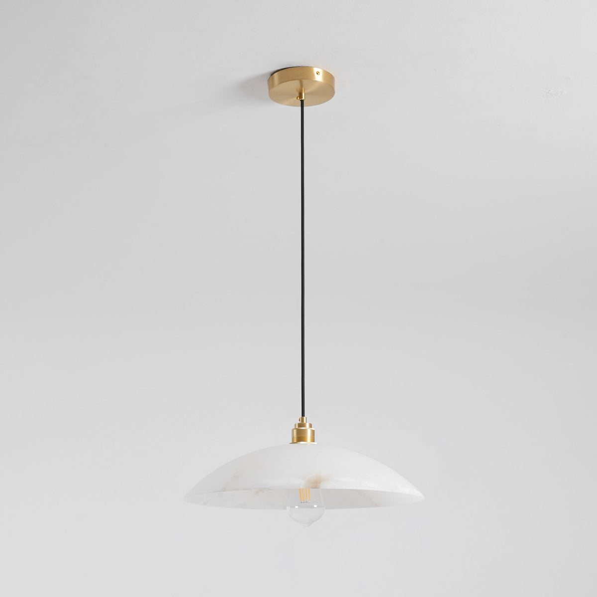 Alabaster Dome Swag Pendant Light in Brass Finish