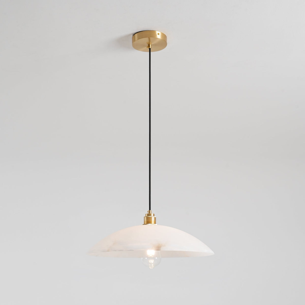 Alabaster Dome Swag Pendant Light in Brass Finish
